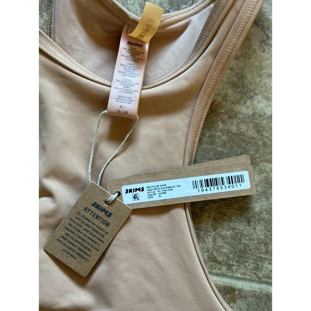 SKIMS Swim High Neck Racerback Top Ochre XL